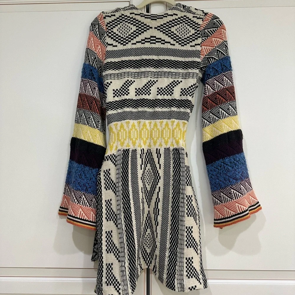 FREE PEOPLE Patchwork Sweater Dress Mulitcolored